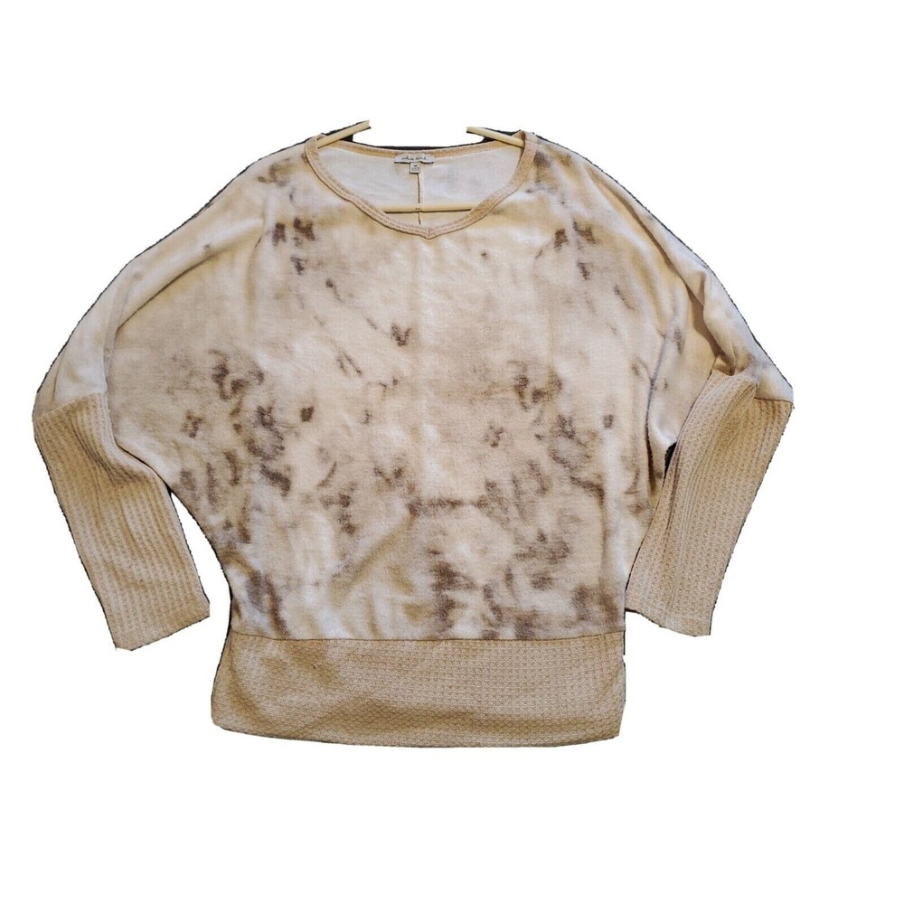 Womens Sweatshirt Medium Lightweight Tie Dye Multimedia Brown White Birch